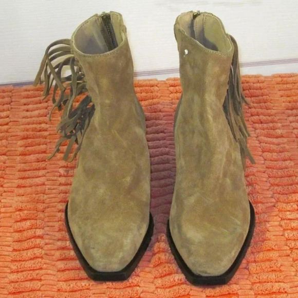 ALL SAINTS Layla Fringe boot cognac EU 37 NWT zip fringe suede leather western - Picture 1 of 7